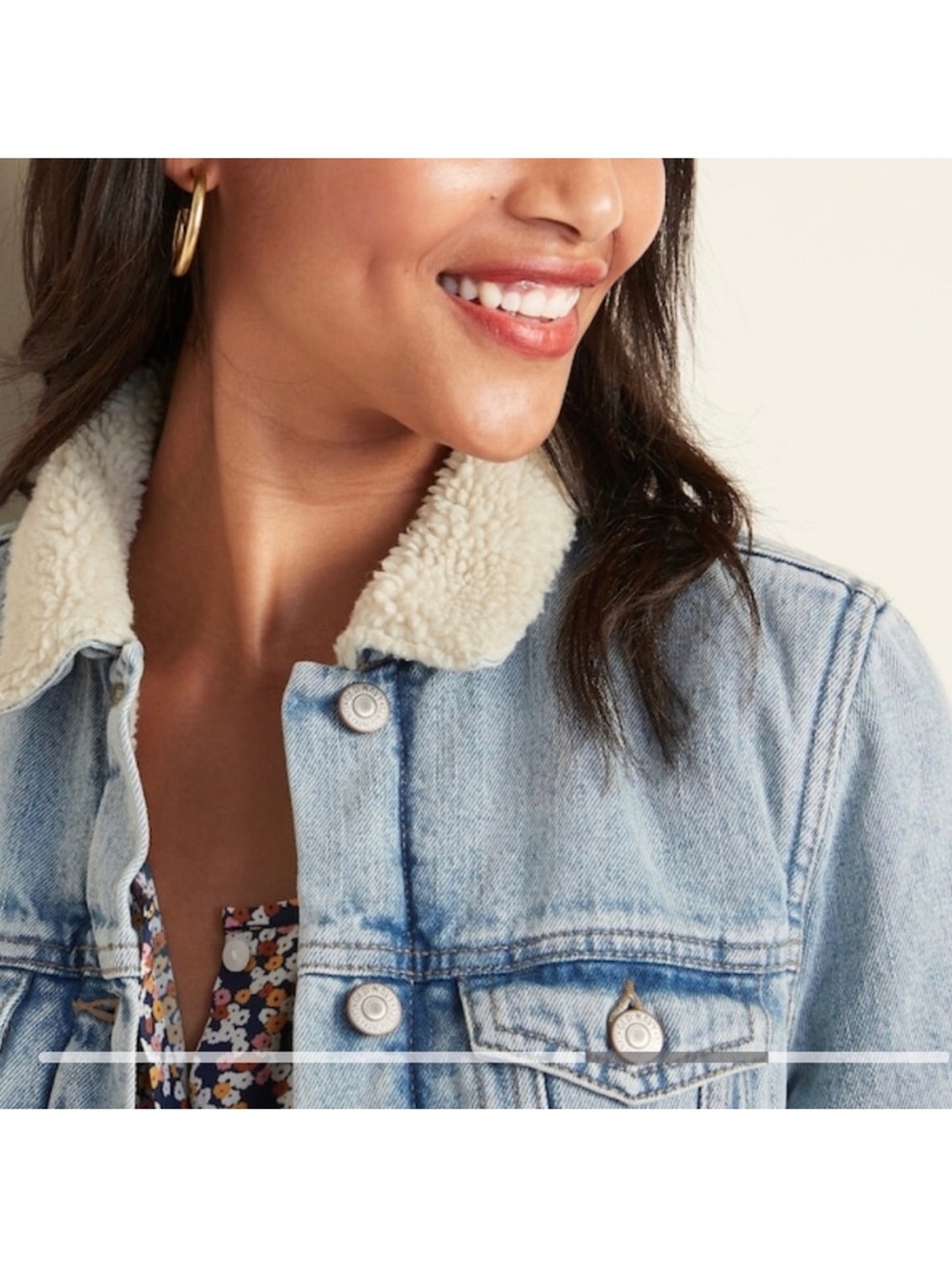 OLD Navy Sherpa Lined Jean Jacket Light Vintage Wash - Picture 4 of 8